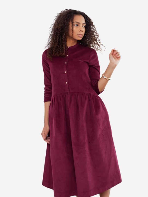 Meena Long Sleeve Dress in Maroon